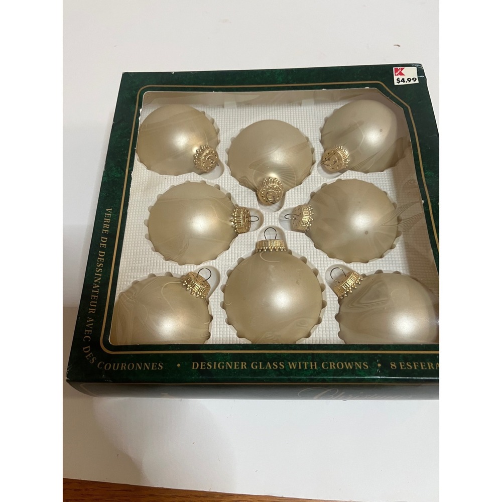 Vintage Christmas by Krebs Designer Glass Christmas Ornaments  8 Champagne